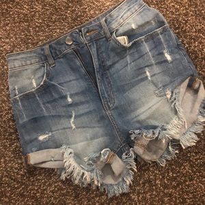 Distressed Denim Shorts